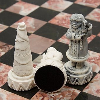 Шахматы Северные народы змеевик, мрамор 6655
