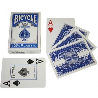 Карты Bicycle Prestige 100% пластик, синяя рубашка bprblue