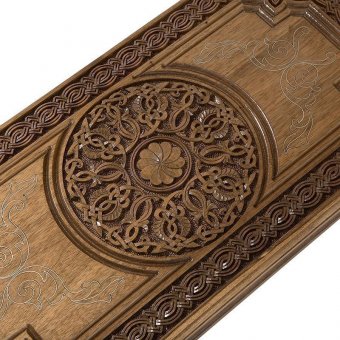 Нарды резные Армянский узор с серебром 60 орех, Haleyan kh035-6