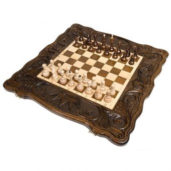 Шахматы + нарды резные Корона 60, Haleyan kh120