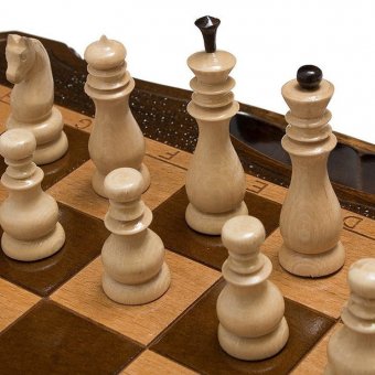 Шахматы + нарды резные 50 с ручкой, Haleyan kh130-5