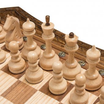 Шахматы резные восьмиугольные в ларце с ящиками 50, Haleyan kh164