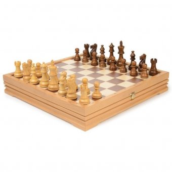 Шахматы + шашки деревянные 37х37 см RTA-3503