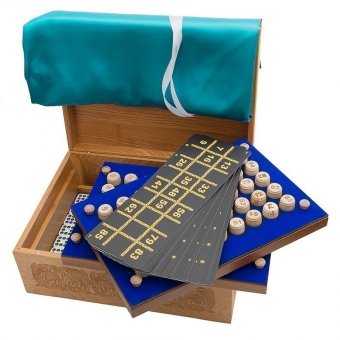 Русское лото + Домино в резной шкатулке из ясеня RTR-70.L