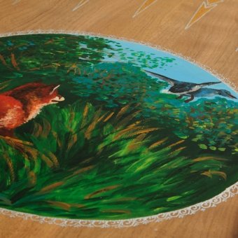 Нарды резные ручной работы Охота (Россия, дерево, размер 63х32х7 см) slhunt