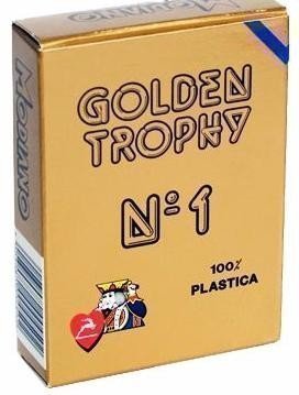 Карты для покера Modiano Golden Trophy 100% пластик, Италия, синяя рубашка umod450