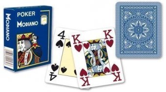 Карты для покера Modiano Poker 100% пластик, Италия, синяя рубашка umod481