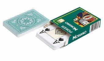 Карты для покера Modiano Poker 100% пластик, Италия, зеленая рубашка umod483
