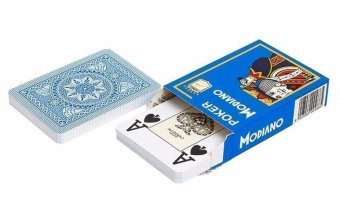 Карты для покера Modiano Poker 100% пластик, Италия, голубая рубашка umod488