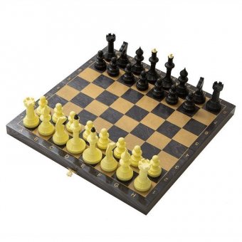 Шахматы Айвенго с деревянной черной доской, рисунок золото vl03-013