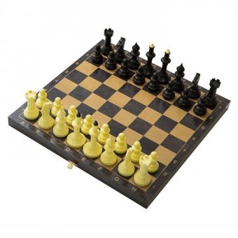 Шахматы + Шашки Айвенго с деревянной черной доской, рисунок золото vl03-014